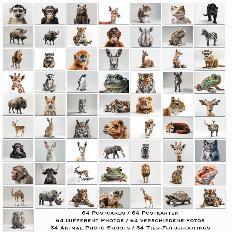 the lazy panda card company 64 Animal Postcards - Postcards