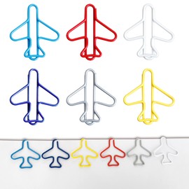 Pack of 102 Paper Clips, Airplane Shape Metal Vinyl Paper Clips Bookmark Colourful Creative Paper Clip Funny Office Supplies for Book Photo Memo Poster Children Students