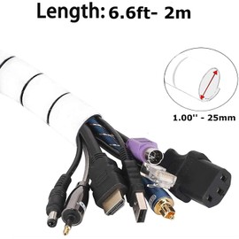 White 25mm Large Cable Wire Tidy Wrap PC Home Cinema TV Organising Kit with Feeder
