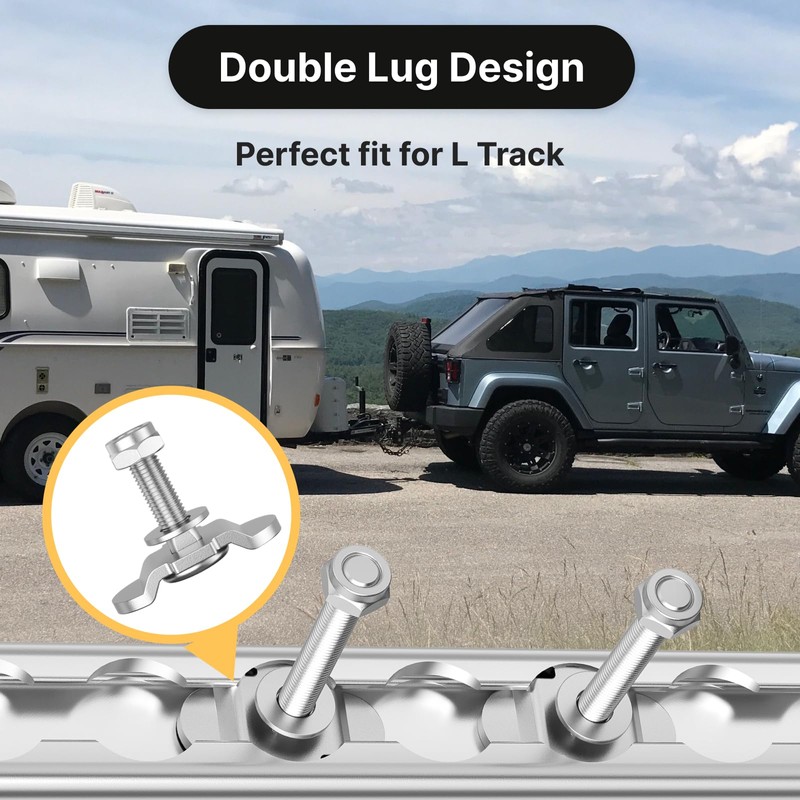 Vandrabase 8Pcs M8 x 60mm Stainless Steel L-Track Double Lug