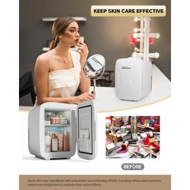 BEICHEN Mini Fridge [Upgrade], Small Fridge Rapid Cooling 4 Liter/6 Cans Skincare Fridge, Cooler and Warmer Refrigerators for Bedroom, Cosmetics, Office and Car (White)