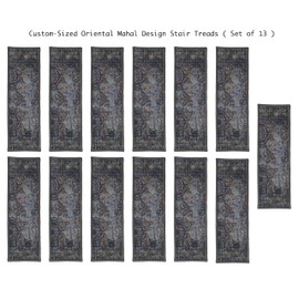 Custom Size Canvas Back Oriental Mahal Design Stair Treads Set of 13 (Tread Size : 9" x 26")