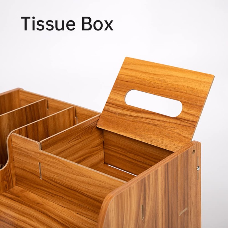 CompactStone Wooden Desk Organizer - Multifunctional Home Office Art Supplies
