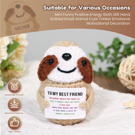 JINMUYU Emotional Support Friendship Sloth - Birthday Gift for Women - Fun Friendship Gift for Female Friends, Best Friends, Coworkers, and Classmates - Positive Crochet Animals