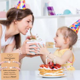 Gifts for Mom Christmas Gifts for Mom Women Matching Bracelets Birthday Gifts for Women Mommy and Me New Mom Mother in Law Stocking Stuffers 2PCS, Heart Mother Bracelet