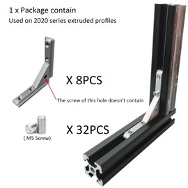 BLCCLOY 8Pcs 2020 Aluminum Extrusion Panel Corner Bracket T Slot Inside L Shape Joint Angle Hardware Connector with Screw for 20 Series 20/20 2040 V Slot Extruded Aluminum Profile