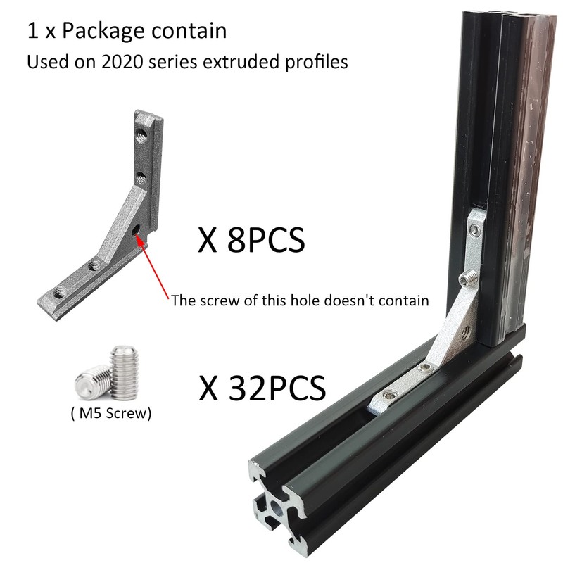 BLCCLOY 8Pcs 2020 Aluminum Extrusion Panel Corner Bracket T Slot