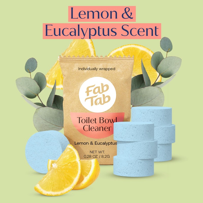 Fab Tab Toilet Bowl Cleaner Tablets, Powerful Stain Removal, No