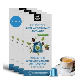 SUPER-ANTIOXIDANT-KAFFEE – ANTI-AGING BLACK IDOL – 40 KAPSELN, kompatibel mit NESPRESSO* ORIGINAL – Intensität 10 – Kaffee angereichert mit natürlichen antioxidativen Polyphenolen