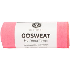 Shandali Hot Yoga GoSweat Microfiber Hand Towel in Super Absorbent Premium Lemonade Pink Suede for Bikram, Gym, and Outdoor Sports. 16 x 26.5 inches.