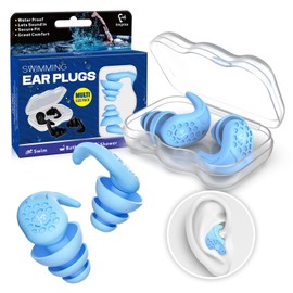 Swimming Ear Plugs, 2 Pairs of Waterproof, Reusable Swimming Plugs - Extra Comfortable for Swimmers, Shower, Bathing, Surfing, Pool & Water Sports (for Adults, Teenagers & Children from 9 Years)