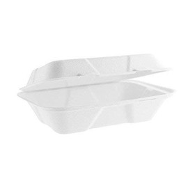 We Can Source It Ltd - 200 x Fully Biodegradable and Compostable Sugarcane Clamshell Takeaway Box 9 Inch Single Compartment - Eco-friendly Packaging!