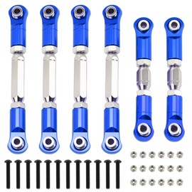 6PCS Aluminum Adjustable RC Tie Rods Linkage Turnbuckles Toe Links Set for Arrma 1/10 New Big Rock V3 Typhon 3S Granite Senton Upgrade Parts,Replace #AR330446 (Blue)
