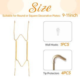 Bilillo Plate Hangers for The Wall, Suitable for 9-11 inch Decorative Plate, Stainless Steel Invisible Heavy Duty Wire Plate Holder with Wall Hooks, Plate Hangers for Displaying Plates