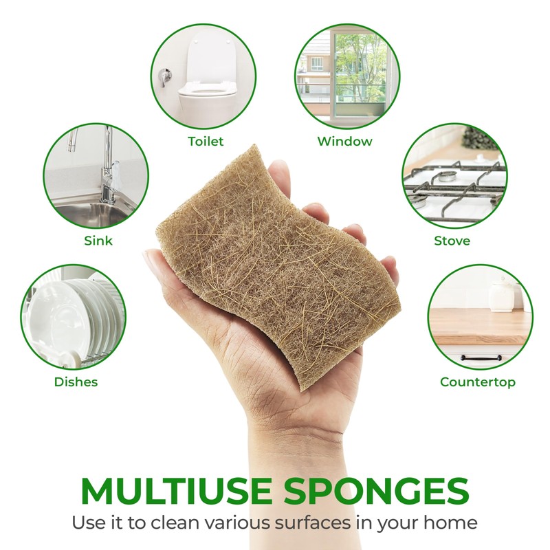 AIRNEX Biodegradable Natural Kitchen Sponge - Compostable Cellulose and Coconut