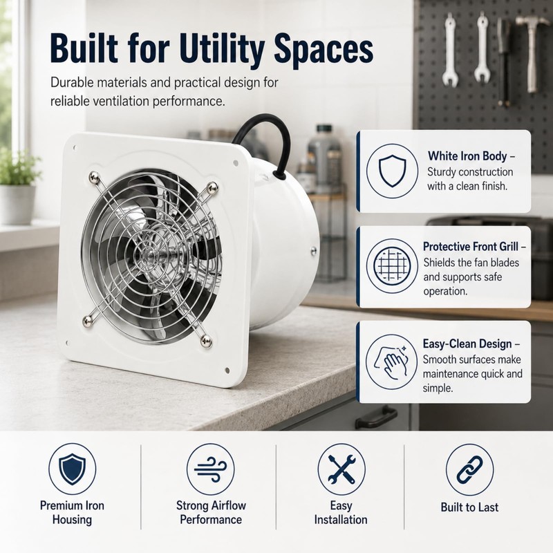 8 Inch Exhaust Fan, 110V 40W Wall Mounted Ventilation Fan