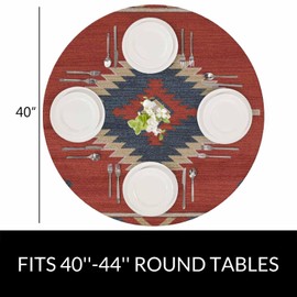 YINRON Chevron Round Table Cloth Southwest Native American Geometric Elastic Edged Table Cover Fade and Stain Resistant Table Cloths Easy to Clean Fits Tables 40-44" Diameter