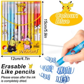 Erasable Gel Pen - Erasable Gel Pen Set, with Thermo-Sensitive Erase Ink, a Variety of Ink Colours and Barrel Designs, 0.7 mm Tip (Yellow Cartoon 12 Erasable Pens)