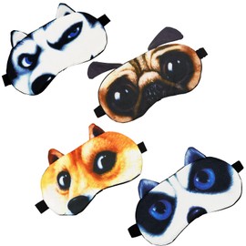 Children's Sleep Mask, Pack of 4, Cute Animal Funny Sleep Eye Mask for Sleeping, Soft Blindfold with Adjustable Strap for Children, Adults, Travel, Naps Shift Works Games (#2 Style B, 4 Pack)