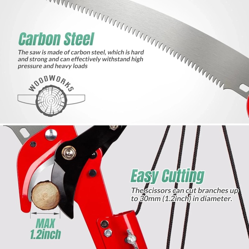 Suchtale 14ft Pole Saw, Manual Tree Pruner Sharp Steel Blade