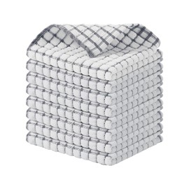 Kitinjoy Cotton 8 Pack Terry Kitchen Dish Cloths, 12 x 12 Inches Super Soft and Absorbent Dish Rags, Quick Drying Dish Towels for Washing Dishes, Grey