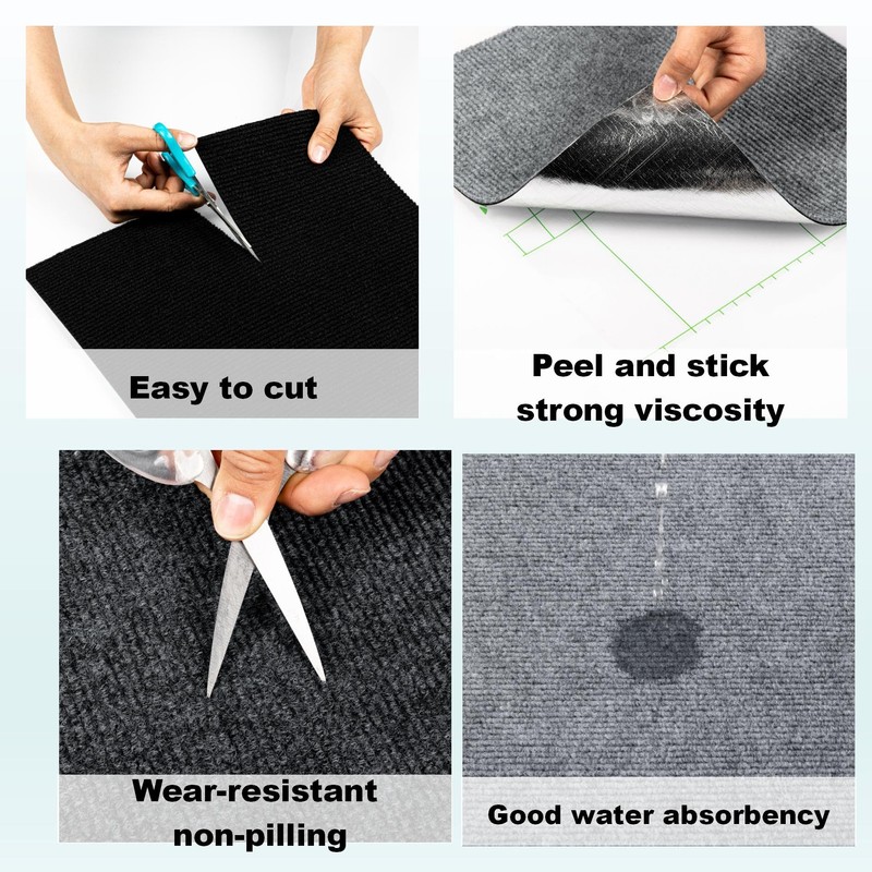 Alow 25pcs Carpet Tiles Peel and Stick,12" x 12" Carpet