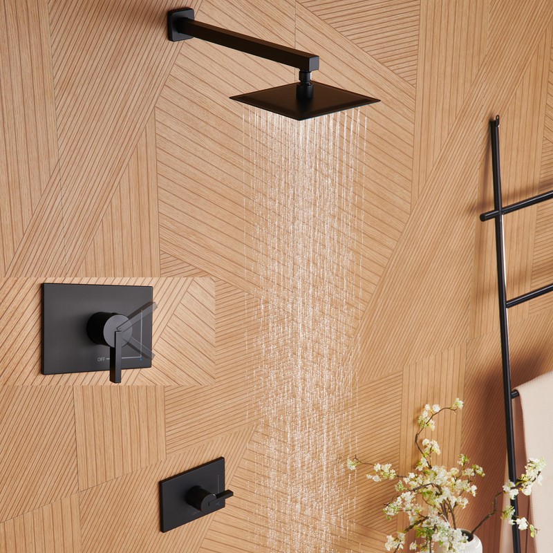 SOOOHOT Shower Faucet, Black Shower Faucet Set with 8-Inch Rain