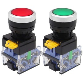 TWTADE / 2pcs 22mm Panel Mount 10A 440V 1NO 1NC DPST Red Green Momentary Push Button Switch Pushbutton Switches (Quality Assurance for 3 Years) LA38-11BN/GR