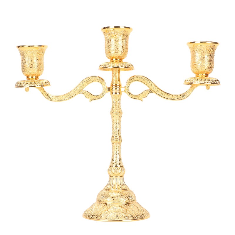 3 Arms Alloy Candelabra Vintage Style Elegant Candlestick Holder for