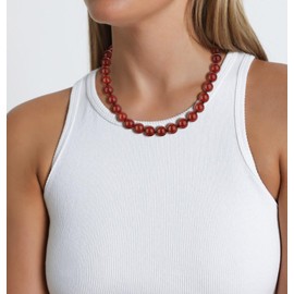 GAVU Carnelian Onyx Large Power Stone Necklace, 0.5 inches (12 mm), Stone, Carnelian