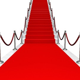 Red Carpet Runner for Party 2.6FTx30FT - 140GSM Felt Non-Woven Fabric for Party Decor, Hollywood Theme Prom Wedding Aisle Runway Rug​