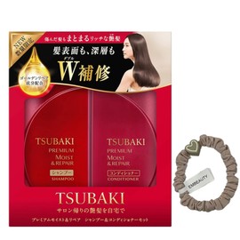 EMBEAUTY TSUBAKI Premium Moist & repair Shampoo & Conditioner Set 490ml*2 + 1 hair tie