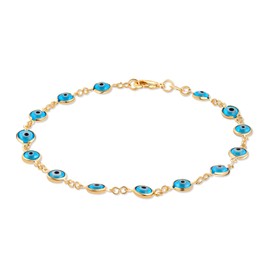 Barzel 18k Gold Plated Turquoise Evil Eye Anklet Bracelet For Women - Made in Brazil (Aqua)