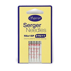 Superior Threads Standard Serger Needles for Home Serger Machines - HAx1SP 5 Per Pack (Size #75/11)