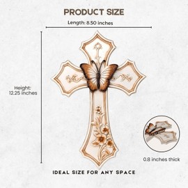 Elegant White Cross with Butterfly and Floral Design - Premium Resin Spiritual and Religious Wall Art for Living Room, Bedroom, Office or Prayer Room - Inspirational Home Decor Symbol of Love and Faith
