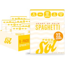 Food for the Sol Hearts of Palm Pasta (6-Pack) – Vegan, Al Dente Low Carb Spaghetti Noodles – Clean, Delicious Plant Based Vegetable Spaghetti - Gluten Free Pasta Recipes for Dinner, Lunch