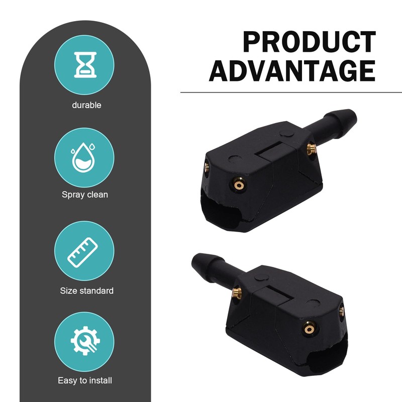 Polcatay 2 PCS Front Windshield Wiper Nozzle, 4-way 360-degree Wide-angle
