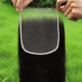 WOWANGEL Ultra Thin SKINLIKE Real HD Lace Closure Only, 5x5 Film HD Lace Closure Pre Plucked with Baby Hair Invisible Melted Clear Full Cuticle Aligned Natural Black Brazilian Human Hair 14 Inch