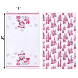 Pink Snowman Christmas Trees Kitchen Towels Dish Towels, 18 x 28 Inch Seasonal Winter Xmas Decoration Tea Towels for Cooking Baking Set of 2