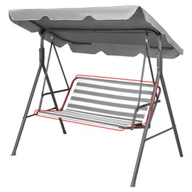 WingFly Replacement Garden Swing Seat Cover, Durable 600D Oxford Fabric Garden Swing Chair Cover Outdoor, Fit for 2 and 3 Seater Swing Chair, Horizontal Stripes Grey 168 * 56 * 56cm