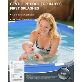 Hanjet Above Ground Pools Family Swimming Pool for Outdoor Backyard with Pool Cover and Pool Mat: 8ft x 20in - Odor-Free Eco PE Material, Reinforced Steel Frame