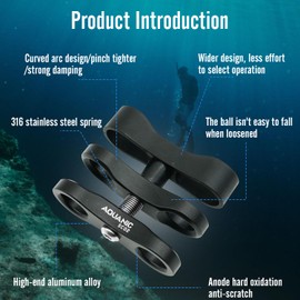 Nitescuba - Soporte de abrazadera de bola estándar de 1 pulgada, soporte adaptador de clip de 360 ° para sistema de bandeja de brazo de luz de buceo subacuático