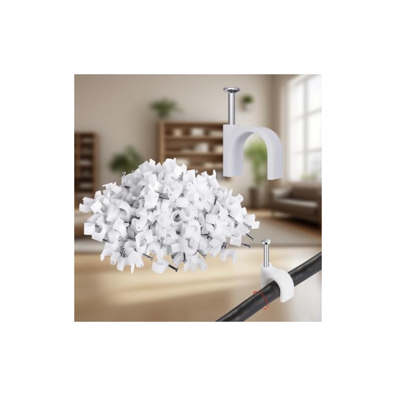 1000pcs Circle Cable Clips with Steel Nail,Clips de Alambre para