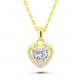 VICKWOOD Women's 925 Silver Heart Necklace with Pendant in Red/Blue/White/Pink Jewellery Women's Gift for Her Valentine's Day, Sterling Silver, Cubic Zirconia