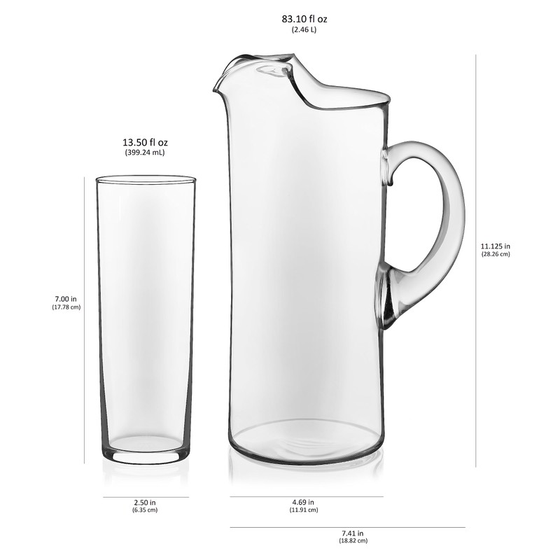 Libbey Modern Bar Highball Glasses Set of 6 and Pitcher,