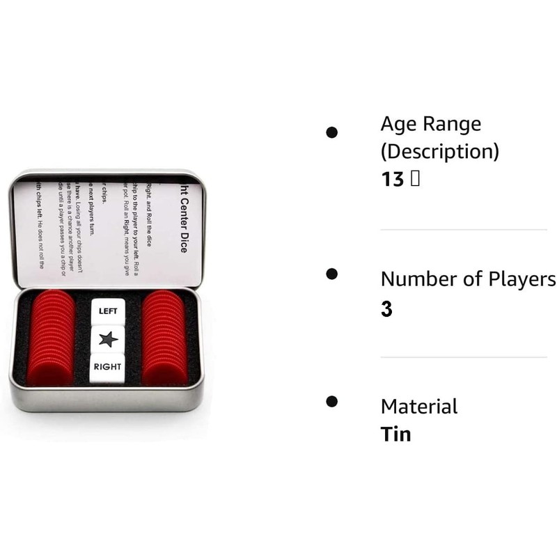 Befantasway Right Left Center Dice Game Set with 3 Dices&