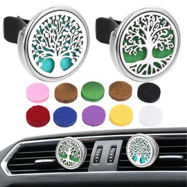 WeddHuis 2 PCS Edelstahl Auto Aromatherapie Duft Diffusor mit 10 Ersatz Filz Pad, Lufterfrischer Vent Clip Medaillon (für Auto, Wohnzimmer, Büro, Zuhause)