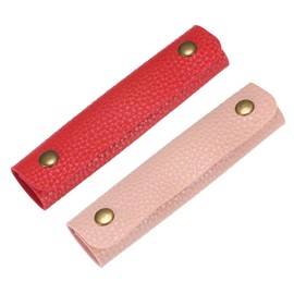 TIXIPEM Leather Handle Wrap [2PCS] - Handbag Handle Wrap Cover with 2 Metal Clasps Use for Suitcases & Bags & Shopping Totes & Wallets - [Red, Pink-5IN/12CM] Soft Purse Strap Pad