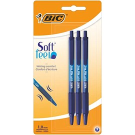 BIC Soft Feel Clic Grip Pen - Blue, Pack of 3