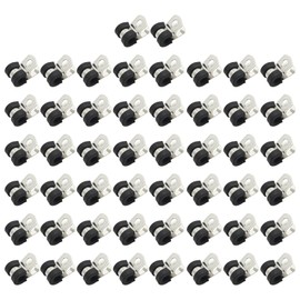 UOIENRT Cable Clamps 304 Stainless Steel Cable Clamps Sturdy Clamp Insulated Clamp Hose Clamp Pipe Clamp Wire Clamp (50Pcs 1/4")